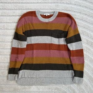 Madewell Crewneck Sweater in Gray, Pink, Brown, and Orange